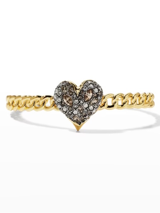 Alexis Bittar Jewelry - Alexis Bittar Gold-Tone Heart Pavé Crystal Chain Bracelet